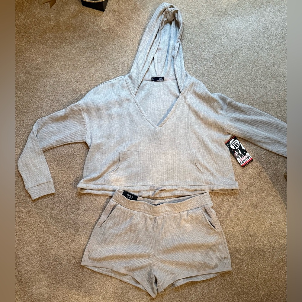 Tan Hoodie and Shorts Set Sz L